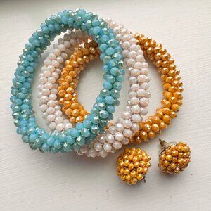 DANIELA SWAEBE JEWELS IRIDESCENT CRYSTAL BRACELETS AND EARRINGS SET